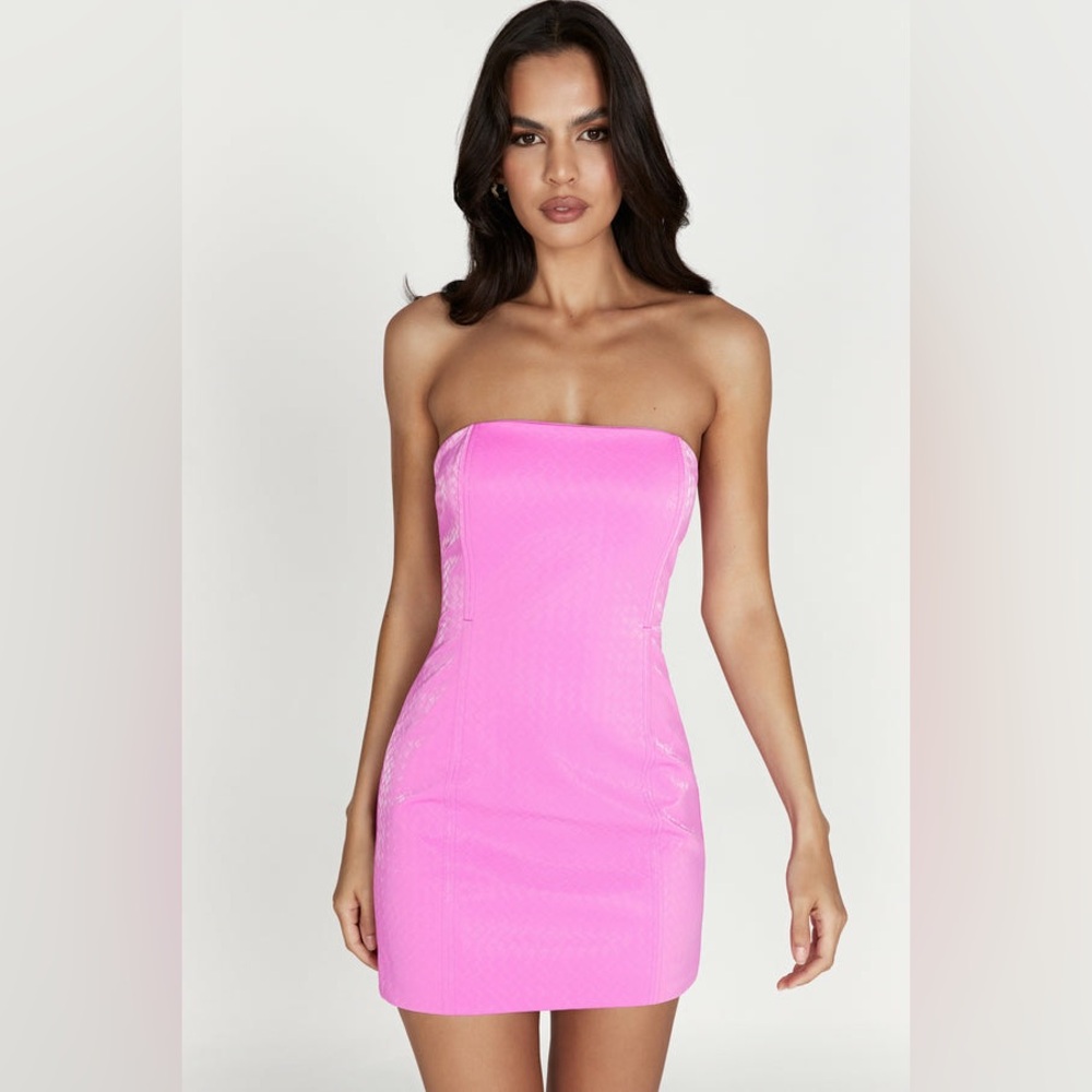 Meshki Lizzie Crosshatch Faux Leather Mini Dress